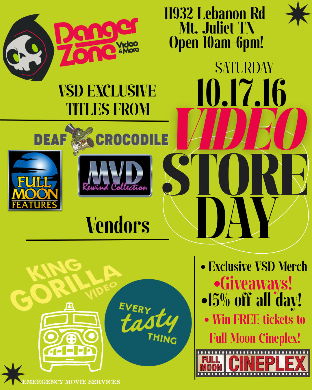 Mt. Juliet Video Store Day at Danger Zone Video